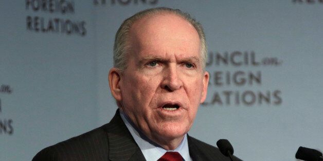 CIA Director John Brennan addresses a meeting at the Council on Foreign Relations, in New York, Friday, March 13, 2015. Brennan has ordered a sweeping reorganization of the CIA, an overhaul designed to make its leaders more accountable and close espionage gaps amid widespread concerns about the U.S. spy agency's limited insights into a series of major global developments. (AP Photo/Richard Drew)