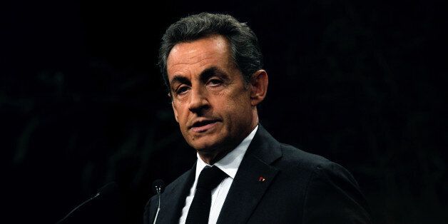 Former French President and candidate for the presidency of the French right-wing main opposition party UMP, Nicolas Sarkozy, delivers a speech during a meeting of ''Sens Commun'', a political movement directed by members of anti-gay marriage