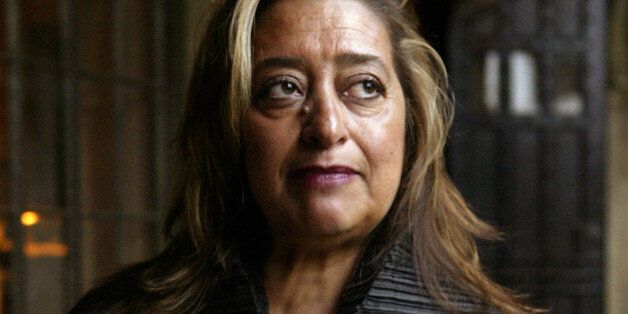 Pritzker Architecture Prize winner for 2004 Zaha Hadid poses Sunday, March 14, 2004, in West Hollywood, Calif. Hadid, an Iraqi-born architect who struggled for years to get her audacious and unconventional designs built, was named winner Sunday March 21, 2004. She is the first woman to the win architecture's most prestigious prize in its 26-year history. (AP Photo/Kevork Djansezian)