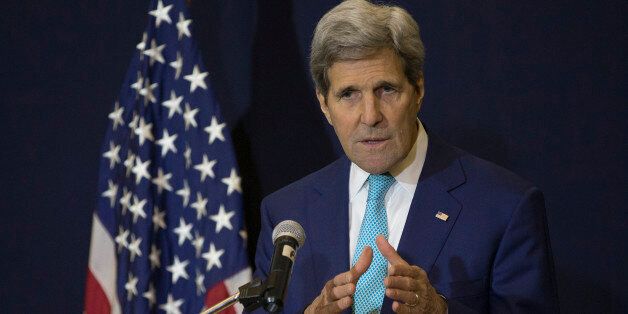 U.S. Secretary of State John Kerry speaks at a news conference during the Egypt Economic Development Conference in Sharm el-Sheikh, Saturday,  March 14, 2015. Kerry said he hopes Israel elects a government that can address the country's domestic needs and also