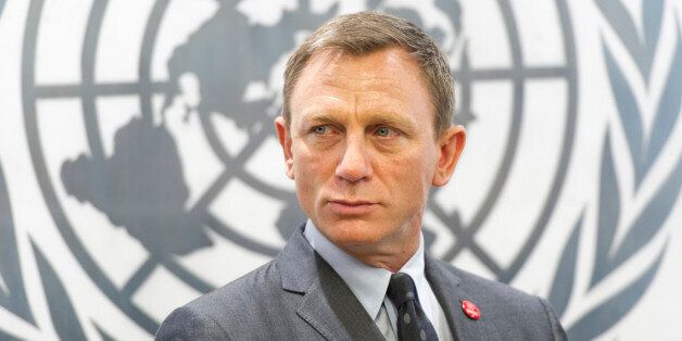 In this photo provided by the United Nations, English actor Daniel Craig attends a ceremony in New York where he was named a UN Global Advocate for the Elimination of  Mines and Explosive Hazards. (Mark Garten/United Nations via AP)
