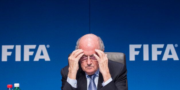 FIFA President Joseph Blatter s attends a news conference  following the FIFA Executive Committee meeting in Zurich, Switzerland, on Friday, March 20, 2015. Among many topics, the Committee discussed the 2022 FIFA World Cup in Qatar.  (AP Photo/Keystone,Ennio Leanza)