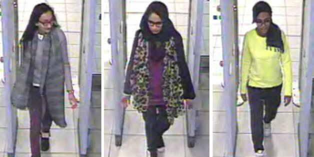 FILE - In this three image combo of stills taken from CCTV issued by the Metropolitan Police in London on  Feb. 23, 2015, Kadiza Sultana, 16, left, Shamima Begum,15, center and 15-year-old Amira Abase going through security at Gatwick airport, before they caught their flight to Turkey.  How rooted in Islam is the ideology embraced by the Islamic State group that has inspired so many to fight and die? The group has assumed the mantle of Islam's earliest years, claiming to recreate the conquests a
