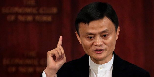 Alibaba Executive Chairman Jack Ma speaks during a luncheon of the Economic Club of New York, at the Waldorf Astoria Hotel, in New York, Tuesday, June 9, 2015. (AP Photo/Richard Drew)