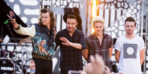 One Direction members, from left, Harry Styles, Liam Payne, Niall Horan and Louis Tomlinson perform on ABC's