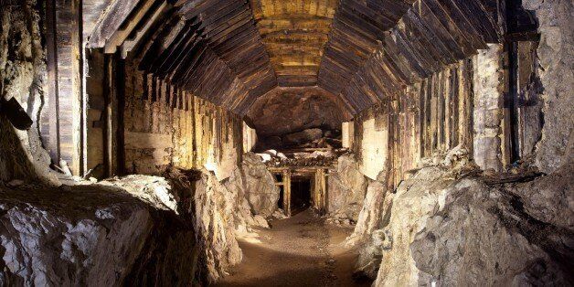 FILE - This file photo from March.2012, shows a part of a subterranean system built by Nazi Germany in what is today Gluszyca-Osowka, Poland. According to Polish lore, a Nazi train loaded with gold, and weapons vanished into a mountain at the end of World War II, as the Germans fled the Soviet advance. Now two men claim they know the location of the mystery train and are demanding 10 percent of its value in exchange for revealing its location. (AP Photo,str)