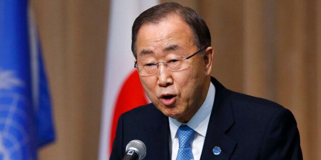 FILE- In this March 16, 2015, file photo, U.N. Secretary General Ban Ki-moon delivers a speech during a symposium of the 70th anniversary of the United Nations at the UN University in Tokyo. Ki-moon said in a report released Monday, April 13, 2015, that 2014 was marked by harrowing accounts of rape, sexual slavery and forced marriage being used by extremists including the Islamic State group and Boko Haram. (AP Photo/Shizuo Kambayashi, File)