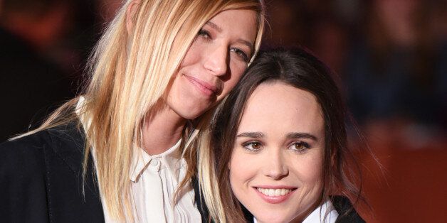 Actress Ellen Page, left, and Samantha Thomas attend the premiere of