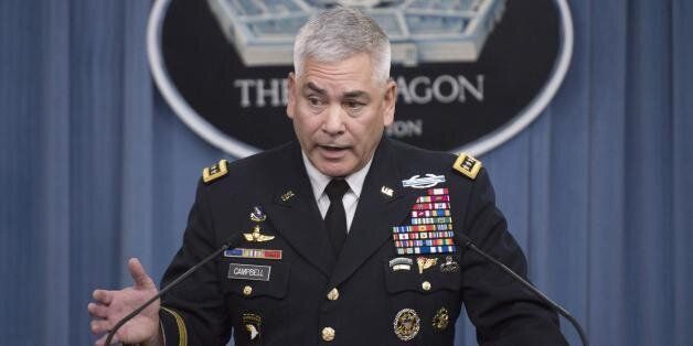 rmy Gen. John F. Campbell, commander of U.S. forces in Afghanistan, conducts a press briefing at the Pentagon, Oct. 5, 2015. DoD photo by Senior Master Sgt. Adrian Cadiz
