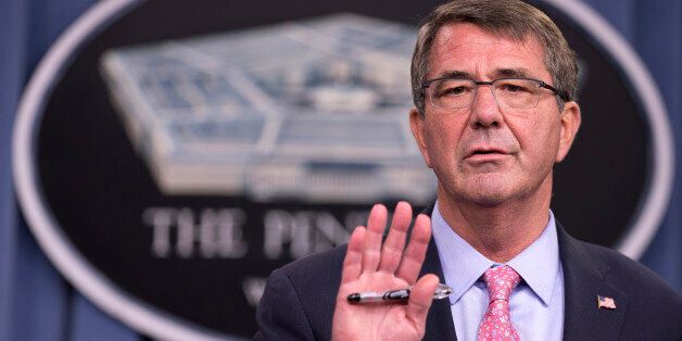 Defense Secretary Ash Carter speaks to reporters during a news conference at the Pentagon, Wednesday, Sept. 30, 2015. Carter said that Russian airstrikes may have been in areas with no Islamic State forces.  (AP Photo/Manuel Balce Ceneta)