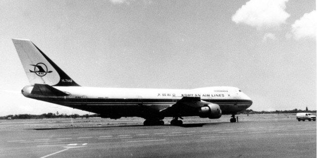 This is a general view of the Korean Boeing 747 passenger plane on the runway at Hawaiian airport in 1982.  This KAL 747 airliner, Korean Airlines Flight 007, was shot down Sept. 1, 1983 by a Soviet fighter plane, killing all 269 persons on board.  (AP Photo)