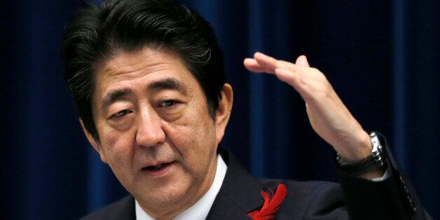 Japan's Prime Minister Shinzo Abe speaks about the agreement on the Trans-Pacific Partnership trade deal at Abe's official residence in Tokyo, Tuesday, Oct. 6, 2015. (AP Photo/Shuji Kajiyama)