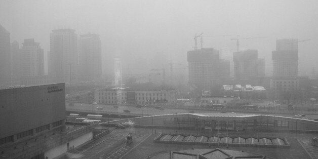Beijing smog as seen from the China World Hotel, March 2003, during the SARS outbreak.This was my first shot posted to Flickr.