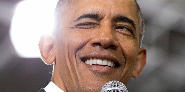 President Barack Obama winks as he speaks during a town hall at McKinley Senior High School in Baton Rouge, La., Thursday, Jan. 14, 2016. After giving his State of the Union address, the president is traveling to tout progress and goals in his final year in office. (AP Photo/Carolyn Kaster)