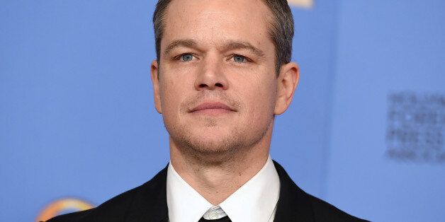 Matt Damon poses in the press room with the award for best performance by an actor in a motion picture - musical or comedy for âThe Martianâ at the 73rd annual Golden Globe Awards on Sunday, Jan. 10, 2016, at the Beverly Hilton Hotel in Beverly Hills, Calif. (Photo by Jordan Strauss/Invision/AP)