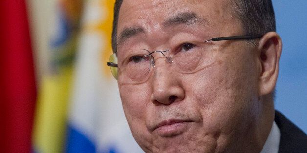 United Nations Secretary-General Ban Ki-moon speaks during a media briefing before attending a Security Council meeting, Wednesday, Jan. 6, 2016, at U.N. headquarters. (AP Photo/Bebeto Matthews)