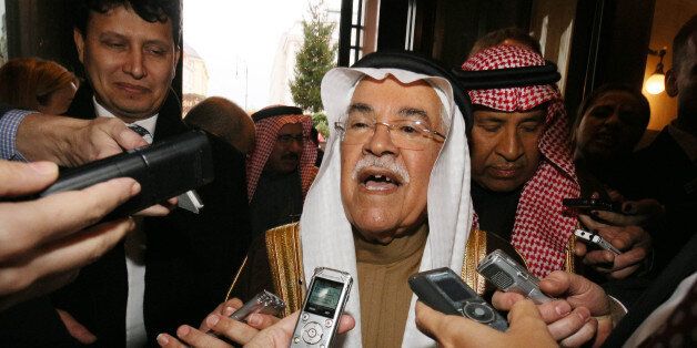 Saudi Arabia's Minister of Petroleum and Mineral Resources Ali Ibrahim Naimi speaks to journalists at a hotel in Vienna, Austria, Tuesday, Dec. 1, 2015, prior to  the OPEC oil  ministers' meeting on Friday.  (AP Photo/Ronald Zak)