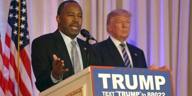 Former Republican presidential candidate Ben Carson speaks after announcing he will endorse Republican presidential candidate Donald Trump, during a news conference at the Mar-A-Lago Club, Friday, March 11, 2016, in Palm Beach, Fla. (AP Photo/Lynne Sladky)