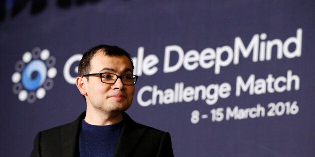 CEO of Google DeepMind Demis Hassabis attends at a press conference after the Google DeepMind Challenge Match between South Korean professional Go player Lee Sedol and Google's artificial intelligence program, AlphaGo, in Seoul, South Korea, Wednesday, March 9, 2016. Google's computer program AlphaGo defeated its human opponent, South Korean Go champion Lee Sedol, on Wednesday in the first game of a historic five-game match between human and computer.(AP Photo/Lee Jin-man)