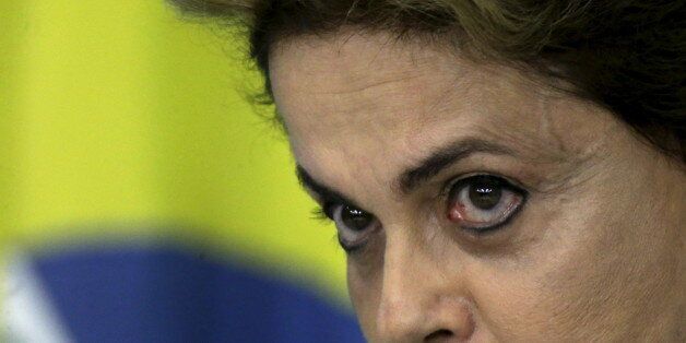 Brazil's President Dilma Rousseff looks on during a news conference at Planalto Palace in Brasilia, Brazil April 18, 2016. REUTERS/Ueslei Marcelino