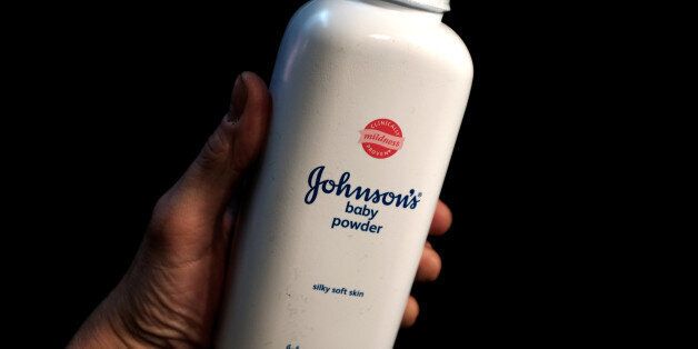 A bottle of Johnson and Johnson Baby Powder is seen in a photo illustration taken in New York, February 24, 2016. Consumers expressed concern on social media about a talc-based baby powder made by Johnson & Johnson on Wednesday after a Missouri jury ordered the company to pay $72 million in damages to the family of a woman who said her death from cancer was linked to use of the product.  REUTERS/Mike Segar/Illustration