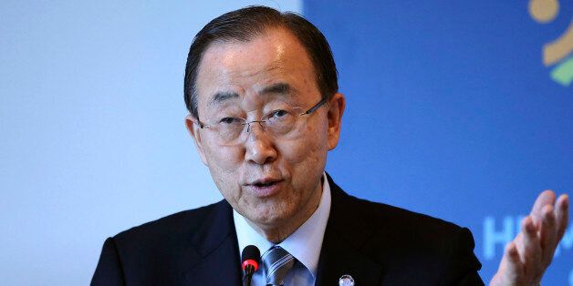 United Nations Secretary General Ban Ki-moon speaks during a side event entitled: