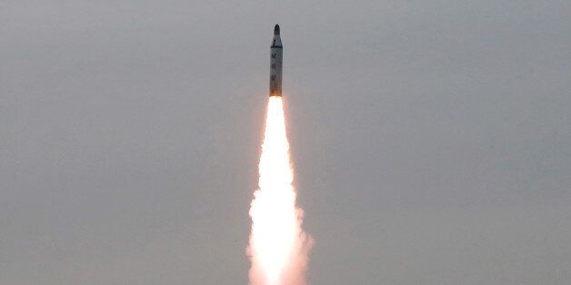 An underwater test-fire of strategic submarine ballistic missile is pictured in this undated photo released by North Korea's Korean Central News Agency (KCNA) in Pyongyang on April 24, 2016. KCNA/via REUTERS/File Photo. ATTENTION EDITORS - THIS IMAGE WAS PROVIDED BY A THIRD PARTY. EDITORIAL USE ONLY. REUTERS IS UNABLE TO INDEPENDENTLY VERIFY THIS IMAGE. SOUTH KOREA OUT.