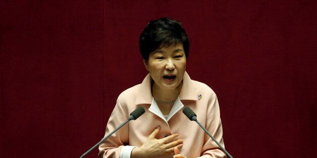 South Korean President Park Geun-hye delivers her speech during the inaugural session of the 20th National Assembly in Seoul, South Korea, June 13, 2016.  REUTERS/Kim Hong-Ji