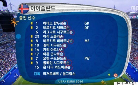 아이슬란드 대표팀 이름은 왜 다 '손'으로 끝나나?