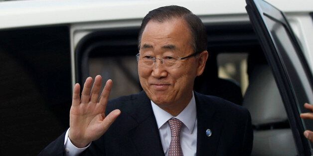 U.N. Secretary-General Ban Ki-moon arrives to visit a Qatari-funded rehabilitation and artificial limbs hospital in the northern Gaza Strip June 28, 2016. REUTERS/Mohammed Salem