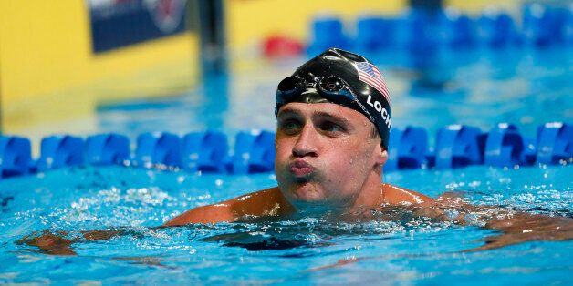 Jul 1, 2016; Omaha, NE, USA; Ryan Lochte reacts after the mens 200 meter individual medley final in the U.S. Olympic swimming team trials at CenturyLink Center. Mandatory Credit: Rob Schumacher-USA TODAY Sports