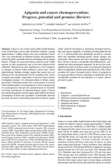 암 극복을 위한 작은 팁 '아피제닌 레시피'