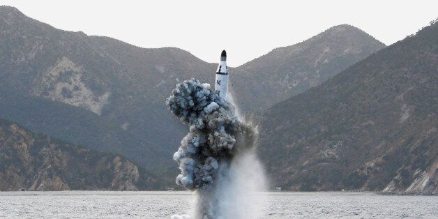 FILE PHOTO - An underwater test-firing of a strategic submarine ballistic missile is seen in this undated photo released by North Korea's Korean Central News Agency (KCNA) in Pyongyang on April 24, 2016. KCNA/File Photo via REUTERS. ATTENTION EDITORS - THIS IMAGE WAS PROVIDED BY A THIRD PARTY. EDITORIAL USE ONLY. REUTERS IS UNABLE TO INDEPENDENTLY VERIFY THIS IMAGE. SOUTH KOREA OUT.