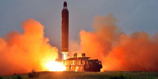 A test launch of ground-to-ground medium long-range ballistic rocket Hwasong-10 in this undated photo released by North Korea's Korean Central News Agency (KCNA) on June 23, 2016.  REUTERS/KCNA        ATTENTION EDITORS - THIS PICTURE WAS PROVIDED BY A THIRD PARTY. REUTERS IS UNABLE TO INDEPENDENTLY VERIFY THE AUTHENTICITY, CONTENT, LOCATION OR DATE OF THIS IMAGE. FOR EDITORIAL USE ONLY. NOT FOR SALE FOR MARKETING OR ADVERTISING CAMPAIGNS. NO THIRD PARTY SALES. NOT FOR USE BY REUTERS THIRD PARTY