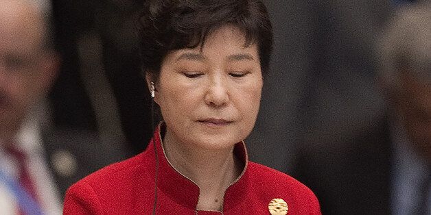 South Korea's President Park Geun-Hye is seated during the opening ceremony of the G-20 Leaders Summit in Hangzhou, China, Sunday, Sept. 4, 2016. (Nicolas Asfouri/Pool Photo via AP)