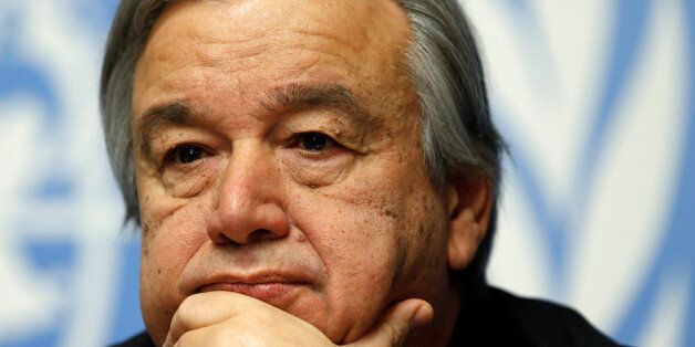 Antonio Guterres, High Commissioner for Refugees, pauses during a news conference for the launch of the Global Humanitarian Appeal 2016 at the United Nations European headquarters in Geneva, Switzerland December 7, 2015. REUTERS/Denis Balibouse/File photo