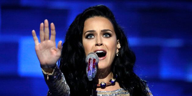Singer Katy Perry performs during the final day of the Democratic National Convention in Philadelphia, Thursday, July 28, 2016. (AP Photo/Matt Rourke)