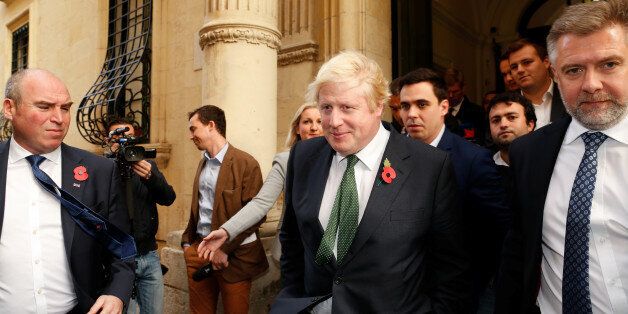 British Foreign Secretary Boris Johnson (C) departs after talks with Malta's Foreign Minister George Vella on Brexit in the context of Malta's upcoming presidency of the EU council, in Valletta, Malta, November 9, 2016. REUTERS/Darrin Zammit Lupi MALTA OUT. NO COMMERCIAL OR EDITORIAL SALES IN MALTA