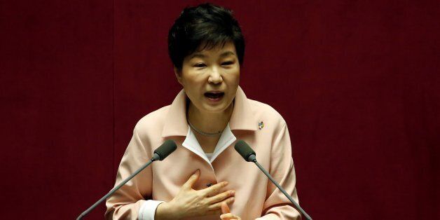 South Korean President Park Geun-hye delivers her speech during the inaugural session of the 20th National Assembly in Seoul, South Korea, June 13, 2016.  REUTERS/Kim Hong-Ji