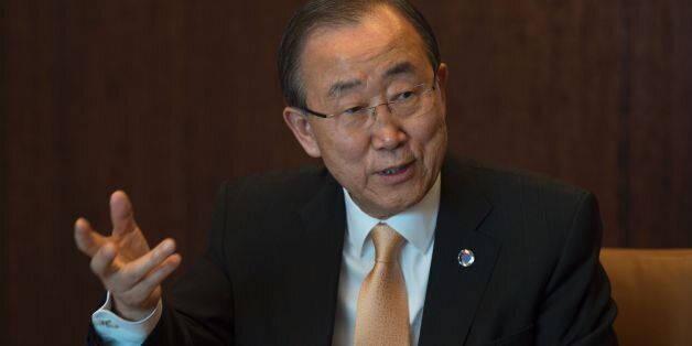 The United Nations Secretary General Ban Ki-moon answers questions during an interview with Agence France-Presse November 11, 2016 at the United Nations in New York. / AFP / DON EMMERT        (Photo credit should read DON EMMERT/AFP/Getty Images)