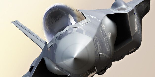F35 Fighter jet close up, photo realistic 3d rendering