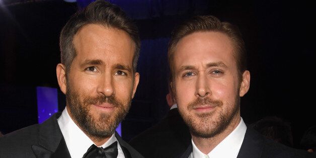SANTA MONICA, CA - DECEMBER 11:  Actors Ryan Reynolds (L) and Ryan Gosling attend The 22nd Annual Critics' Choice Awards at Barker Hangar on December 11, 2016 in Santa Monica, California.  (Photo by Jeff Kravitz/FilmMagic)
