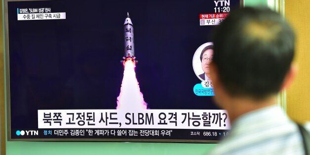 A man watches a television screen reporting news of North Korea's latest submarine-launched ballistic missile test at a railway station in Seoul on August 25, 2016.North Korean leader Kim Jong-Un declared a recent submarine-launched ballistic missile (SLBM) test the 'greatest success', Pyongyang's state media said on August 25. / AFP / JUNG YEON-JE        (Photo credit should read JUNG YEON-JE/AFP/Getty Images)