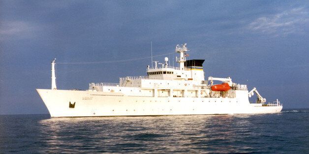 The oceanographic survey ship, USNS Bowditch, is shown September 20, 2002, which deployed an underwater drone seized by a Chinese Navy warship in international waters in South China Sea, December 16, 2016.   Courtesy U.S. Navy/Handout via REUTERS  ATTENTION EDITORS - THIS IMAGE WAS PROVIDED BY A THIRD PARTY. EDITORIAL USE ONLY.