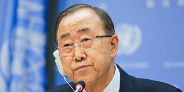 NEW YORK, NY - DECEMBER 16: Secretary-General of the United Nations, Ban Ki-Moon speaks to the audience during a closing press conference at the UN headquarters on December 16, 2016 in New York, New York. Ban Ki-Moon took office on 1 January 2007. His first term expired on 31 December 2011 and was re-elected, unopposed, to a second term on 21 June 2011. AntÃ³nio Guterres was appointed by the General Assembly on 13 October 2016 to be his successor. (Photo by William Volcov/BrazilPhotoPress/LatinContent/Getty Images)
