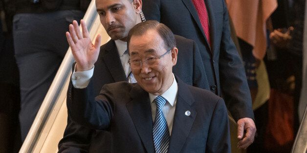 UN HEADQUARTERS, NEW YORK, NY, UNITED STATES - 2016/12/30: United Nations Secretary-General Ban Ki-moon is seen in the Delegates Exit of UN Headquarters in New York, NY as he departs on the final work day of his 10-year tenure. (Photo by Albin Lohr-Jones/Pacific Press/LightRocket via Getty Images)