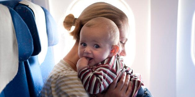 Mother and child on the plane
