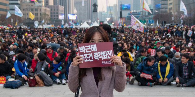 Seoul, South Korea - December 3, 2016: Hundreds of thousands of people gathered at a rally to call for the impeachment of President Park Geun-hye.