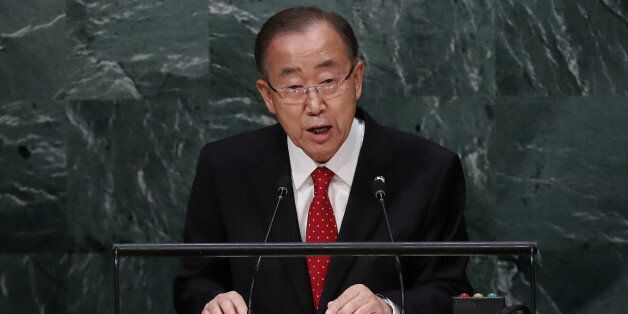 United Nations Secretary General Ban Ki-moon speaks before the swearing-in of Secretary-General-designate Mr. Antonio Guterres of Portugal at UN headquarters in New York, U.S., December 12, 2016. REUTERS/Lucas Jackson