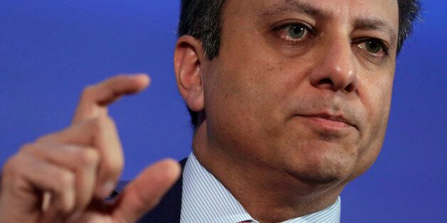 US Attorney Southern District of New York Preet Bharara speaks at the Wall Street Journal CEO council annual meeting in Washington on November 15, 2016. / AFP / YURI GRIPAS        (Photo credit should read YURI GRIPAS/AFP/Getty Images)